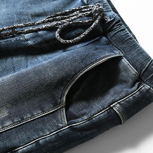 กางเกงยีนส์ทรงสลิมสำหรับผู้ชายแบบสั่งทำพิเศษสำหรับฤดูใบไม้ผลิและฤดูใบไม้ร่วง ล้างสีแบบ Stone Washed แต่งรอยขาด ทรงตรง ไซส์กลางถึงใหญ่ ออกแบบตามสั่ง - Product Image 4
