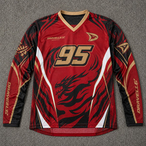 Maillot de motocross personnalisé OEM sublimé à manches longues, maillot de course MX avec motif dragon, maillot de moto tout-terrain respirant 95% - Product Image 1