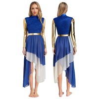 Robe de danse de louange liturgique pour femmes Robe en mousseline métallique Costume de danse latine moderne Spectacles de scène Fabricant de vêtements de danse
