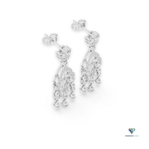 2.01 CT White Gold Pear Shape Lab Grown Diamond Chandelier Earrings in 18K Solid Gold, Elegant Dangle Drop Earrings for Women - Product Image 3