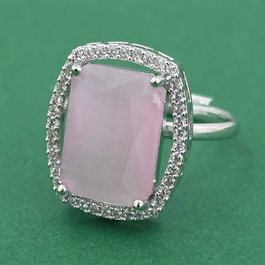 Luxury Jewellery Cubic Zirconia <b>Adjustable</b> <b>Ring</b> with Two Tone Plating Claw Setting Flower Shape Classic Style - Product Image 5