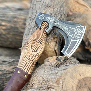 Hache viking industrielle classique, lame en acier au carbone, inspirée de l'ancienne Scandinavie, tête décorative, artisanat artisanal pour - Product Image 4