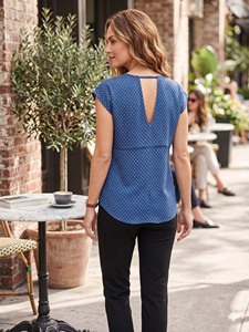 Blusas Elegantes de Rayón para Mujer, Cuello en V, Manga Corta, Diseño Geométrico Vintage, Estilo Casual, Tejido Ecológico, Corte Holgado, Primavera/Verano - Product Image 5