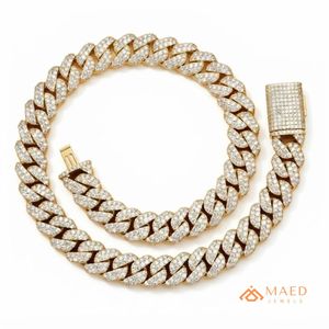 18K Gold Plated Moissanite <b>Necklace</b> Fashion Jewelry Cuban Link <b>Chain</b> for Women & Men Elegant Gift New York City Fine Jewelry NYC - Product Image 1