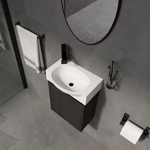 Mobile Bagno Moderno da 16 Pollici per Spazi Ristretti, Set Lavabo Nero con Praticità ed Eleganza - Product Image 5