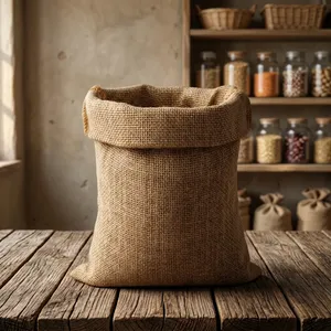 Eco Friendly Woven Jute Gunny <b>Bag</b> Strong Durable Reusable Storage Sack for Rice Grains Coffee <b>Beans</b> Agricultural Products Bulk - Product Image 4