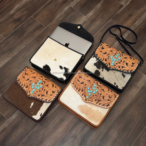 High Quality Customized Hand Tooled Leather Laptop <b>Sleeves</b> Fashion Crossbody Bag for Women Durable Portable Anti-Theft Work Bags - Product Image 4