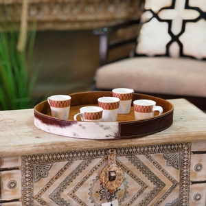 Bandeja de Servir de Cuero Genuino, Tazas de Café con Diseño Clásico, Accesorio Decorativo - Product Image 2