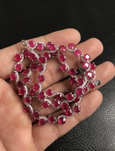 Pink <b>Ruby</b> Gemstone 925 Sterling Silver Jewelry <b>Necklace</b> for Women Bridal Wedding Natural <b>Ruby</b> Stone Fine Jewelry <b>Necklace</b> - Product Image 6