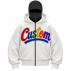 Sweat à capuche zippé personnalisé pour homme, épais, avec cagoule intégrée en molleton de coton vierge style sergé multicolore, fabriqué aux États-Unis - Product Image 3