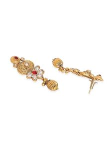 Conjunto de Collar y Pendientes de Aleación de Latón Chapado en Oro con Circonitas y Perlas, Joyería Étnica para Mujer, Diseño Floral para Bodas - Product Image 5