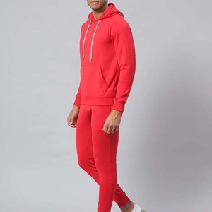 Survêtement à capuche rouge pour homme, coupe classique, couleur unie, avec poches latérales, idéal pour l'automne, en polyester - Product Image 6