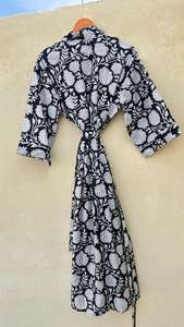 ชุดกิโมโนผ้าฝ้ายลายดอกไม้ทำมือ, ชุดนอนสไตล์โบฮีเมียน, ชุดคลุมเจ้าสาว, ชุดคลุมอาบน้ำผ้าฝ้ายสำหรับฤดูร้อน, ของขวัญ - Product Image 6