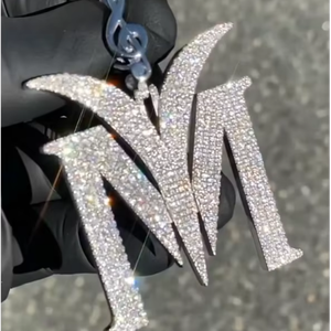 CONCEPTION Nuevo Diseño, Colgante de Plata de Ley 925 con Inicial, Estilo Hip Hop, Colgante de Letra con Diamante Sintético en Oro Blanco, Joyería Fina - Product Image 1