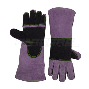 Gants de soudage en cuir de vachette noir et gris, gants de sécurité industriels de 16 pouces, résistants à la chaleur, vente en gros - Product Image 5