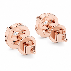 Élégantes boucles d'oreilles en or rose plaqué moissanite, clous d'oreilles de fiançailles avec diamants ronds brillants - Product Image 5