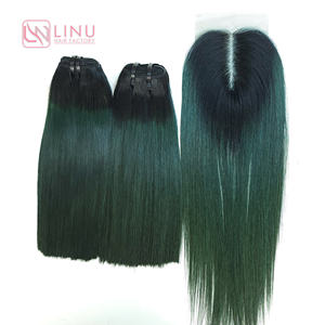 วิกผมต่อผมมนุษย์สีเขียวเข้มไล่ระดับสีของ SMA - Product Image 4