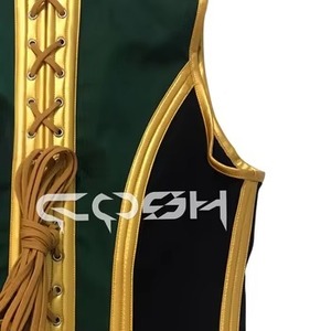 Gilet corset pour homme en satin vert et noir avec bordure dorée |   Fournisseur de gilets et de corsages gothiques steampunk - Product Image 5