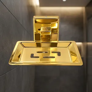 Support mural pour savon en métal doré de qualité supérieure avec drainage, résistant à la rouille, pour lavabo de salle de bain - Product Image 4