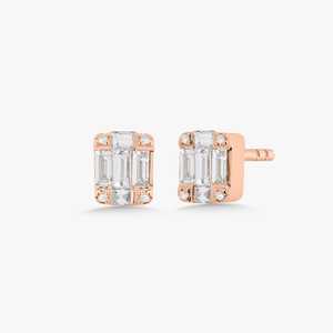 Lab Grown Diamond <b>Stud</b> Cluster Earrings Wholesale 14k Gold 925 <b>Silver</b> Baguette Round Cut Minimalist Solitaire Women Wholesale - Product Image 3