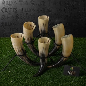 Corne à boire viking en corne de buffle polie, écologique et naturelle, avec support en fer, artisanale, vaisselle médiévale - Product Image 5