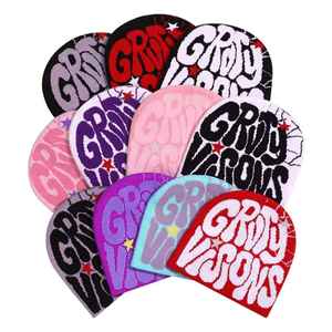Gorro de Punto Jacquard con Letras Estilo Urbano, Unisex, para Invierno, con Contraste de Color, Gorro Cálido - Product Image 1