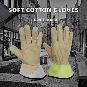 Leather Safety <b>Gloves</b> With Reflective Stripe Wrist Length <b>Thermal</b> Driver <b>Gloves</b> - Product Image 6