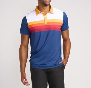 Polos de golf de alta calidad para hombre, rendimiento, ajuste atlético, diseño de manga corta sublimado con patrón impreso, tela de punto - Product Image 3