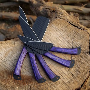 Juego de Cuchillos de Cocina Multiusos de 5 Piezas de Acero Inoxidable Forjado a Mano con Recubrimiento de Óxido, Mango de Madera Ambidiestro, Acabado Mate, Marca UA Supplies - Product Image 4