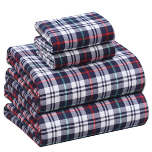 Parure de lit en coton à carreaux 4 pièces 300 fils/cm² tissée respirante toutes saisons pour la maison style minimaliste lavable en machine - Product Image 5