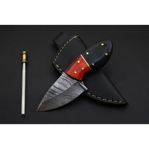 Couteau tactique en acier Damas avec étui, lame fixe pleine longueur, couteau de chasse de qualité supérieure, manche en G10 noir, couteau de camping - Product Image 1