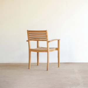 Outdoor Garden <b>Dining</b> <b>Chair</b> Slatted Armchair <b>Teak</b> Look Transitional Design Patio Seating Backrest Villa Events Park Kitchen - Product Image 6