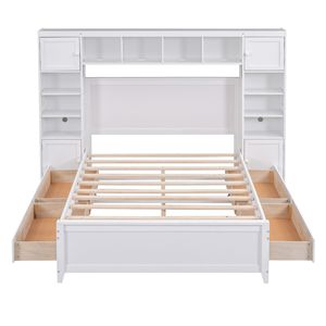 Letto in Legno Bianco per Bambini con Design Tutto-in-Uno, Armadio e Scaffale Integrati - Product Image 6