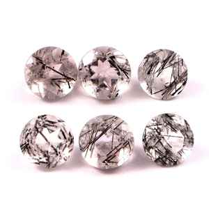 Cuarzo Rutilo Negro Natural de 6x6 mm, Corte Facetado, Calibrado, Piedra Preciosa Suelta para Joyería, Lote al por Mayor, Calidad AAA++, Dureza 7 - Product Image 1