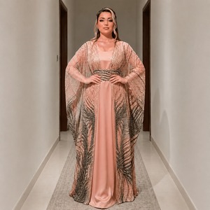 Vestido Kaftán Moderno de Lujo Bordado a Mano hasta el Tobillo para Mujer, Elegante Vestido de Satén para Fiesta Nupcial, Diseño Modesto - Product Image 1