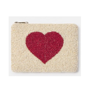 Mini porte-monnaie en forme de cœur perlé orange, écologique, fait main, portable, petite pochette d'épargne multifonctionnelle avec fermeture éclair supérieure pour femme - Product Image 3