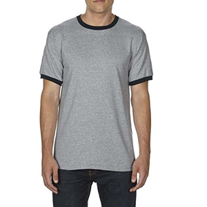T-shirt sport col rond en jersey, personnalisable, impression sérigraphique, 100% coton, col contrasté pour homme - Product Image 2