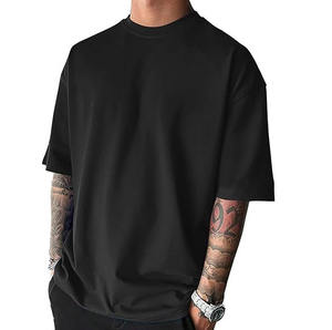 Camiseta de hombre de corte holgado, estilo boxy, de algodón, informal, estilo streetwear, transpirable, de tela suave, con hombros caídos, cuello redondo y manga corta. - Product Image 3