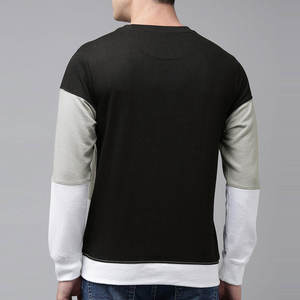 เสื้อสเวตเชิ้ตคอกลมแขนแร็กแลนผู้ชาย ทรงปกติ ผ้าถักนิตติ้ง คอตตอน สไตล์ลำลองสำหรับฤดูใบไม้ร่วง ลายบล็อกสี - Product Image 3