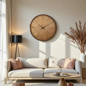 Round Wood <b>Wall</b> <b>Clock</b> Industrial Style Analog Quartz Silent <b>Clock</b> for Living Room Bedroom <b>Decor</b> At Best Price - Product Image 2