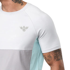 Camiseta Deportiva Personalizada para Hombre, Color Blanco Menta, con Bloques de Color, Transpirable, de Secado Rápido, de Algodón, para Gimnasio, Entrenamiento, Fitness, Uso Casual de Verano - Product Image 4