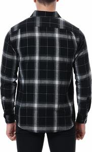 Camisa de algodón a cuadros Black Shadow de calidad de exportación, corte moderno y ajustado, manga larga, con botones y bolsillos con solapa doble para otoño/invierno - Product Image 3