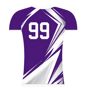 Camiseta Deportiva de Compresión, Manga Corta, Color Morado y Blanco, Cuello Redondo, Diseño Gráfico de Rayos, para Entrenamiento Atlético - Product Image 2