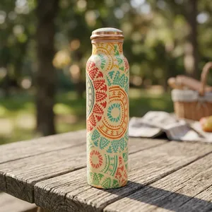 Pure Copper <b>Water</b> <b>Bottle</b> Ayurvedic Inspired Antimicrobial BPA Free Drinking <b>Bottle</b> for Home Office Gym Travel <b>Daily</b> Use - Product Image 5