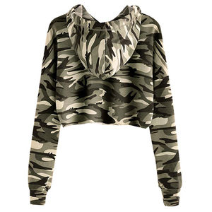 Solid Color Crop Top Wholesale <b>Hoodie</b> Women Sleeve Hoodies Crop Top for Girls Autumn <b>Thin</b> Hooded Cropped Pullover Women's - Product Image 6