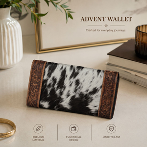 Western Hair On Cowhide Floral Tooled Leather Wallet for Women Turn Lock Clutch Purse Handmade Cowgirl Fashion Organizer purse - Product Image 2