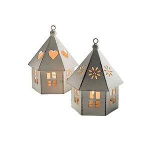 Portavelas de Metal Blanco al por Mayor con Forma de Cabaña, Portavelas de Té Vintage con Forma de Casa para Mesa y Decoración del Hogar, Precio Económico - Product Image 1