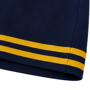 ชุดเซ็ตเสื้อยืดโอเวอร์ไซส์สีกรมท่าและมัสตาร์ดสำหรับผู้หญิง พร้อมกางเกงขายาวทรงกว้าง ชุดลำลองสองชิ้นแบบสั่งทำพิเศษ พร้อมแถบสีตัดกัน - Product Image 6