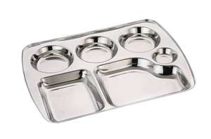 Assiette de service en acier inoxydable Bhojan Thali, design en forme de pomme, avec compartiments, pour la maison, l'hôtel, le restaurant - Product Image 6