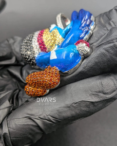 Achetez un pendentif personnalisé en 3D, dessin animé, diamant moissanite, plaqué or, bijoux, pendentif oiseau dessin animé, pierres colorées, charme hip hop pour cadeau - Product Image 4